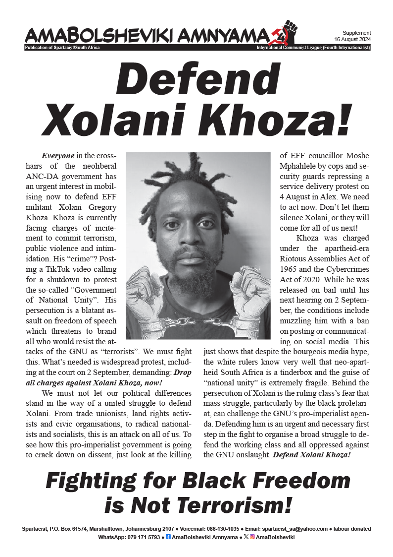 Defend Xolani Khoza!  |  Agosto 16, 2024