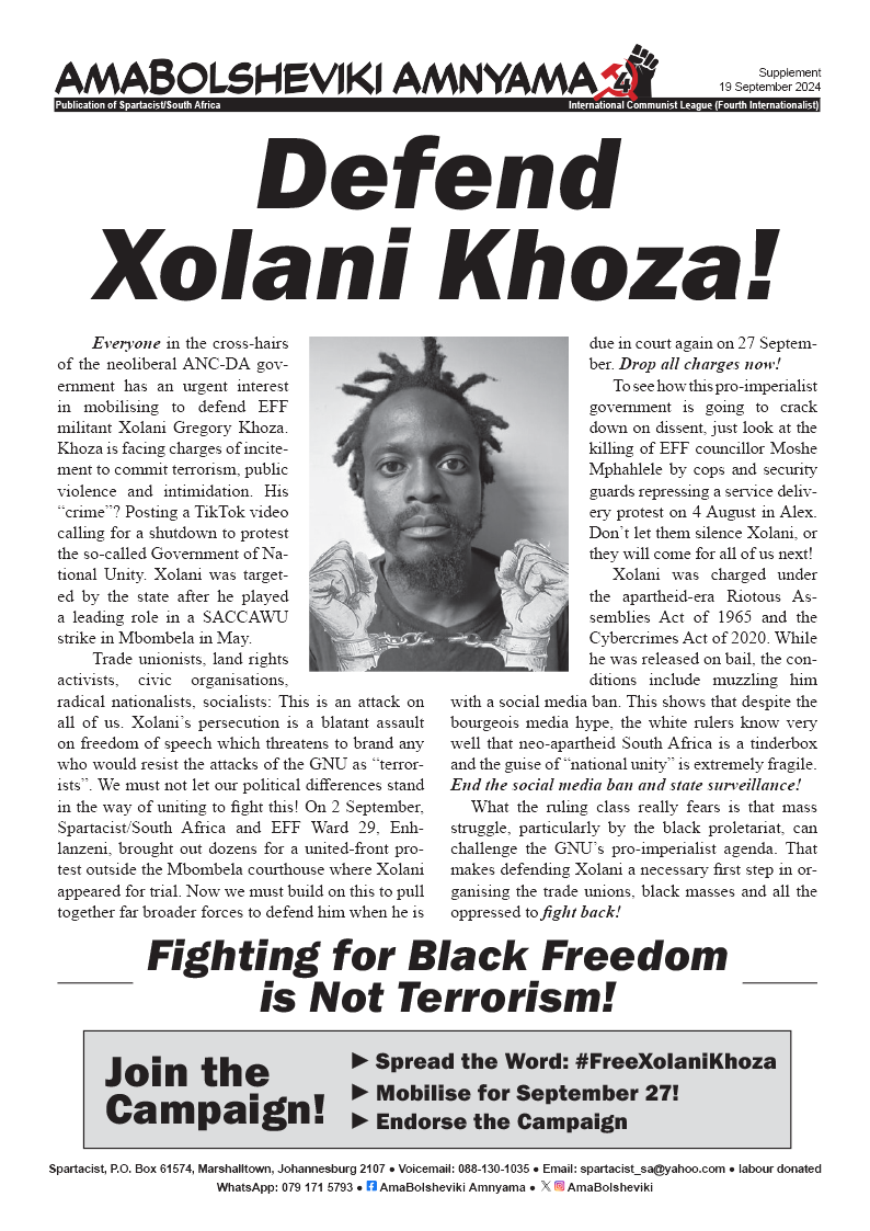 Updated: Defend Xolani Khoza!  |  19 September 2024