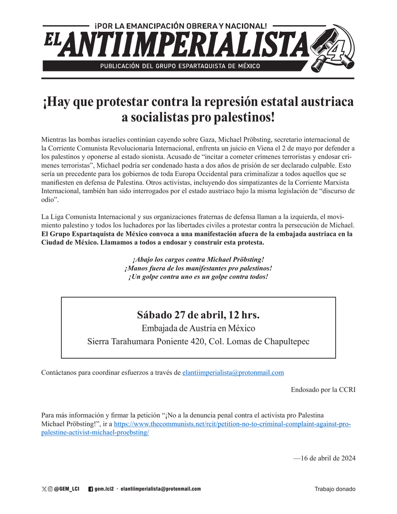 El Antiimperialista приложение  |  16 апреля 2024 г.