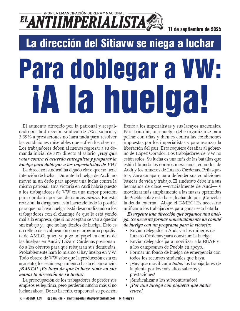 Para doblegar a VW: ¡A la huelga!  |  ১১ সেপ্টেম্বর, ২০২৪