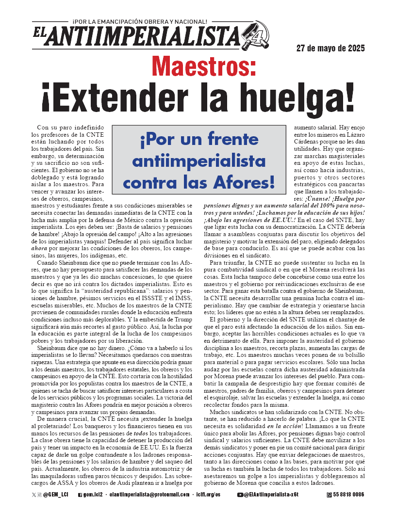 Maestros: ¡Extender la huelga!  |  27 de mayo de 2025