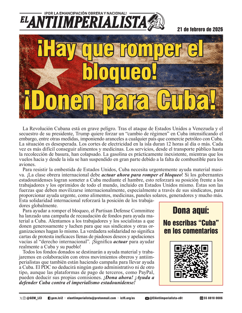 suplemento El Antiimperialista  |  21 de febrero de 2026