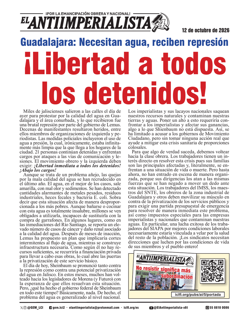suplemento El Antiimperialista  |  12 de octubre de 2026