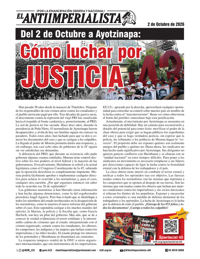 suplemento El Antiimperialista  |  2 de octubre de 2026