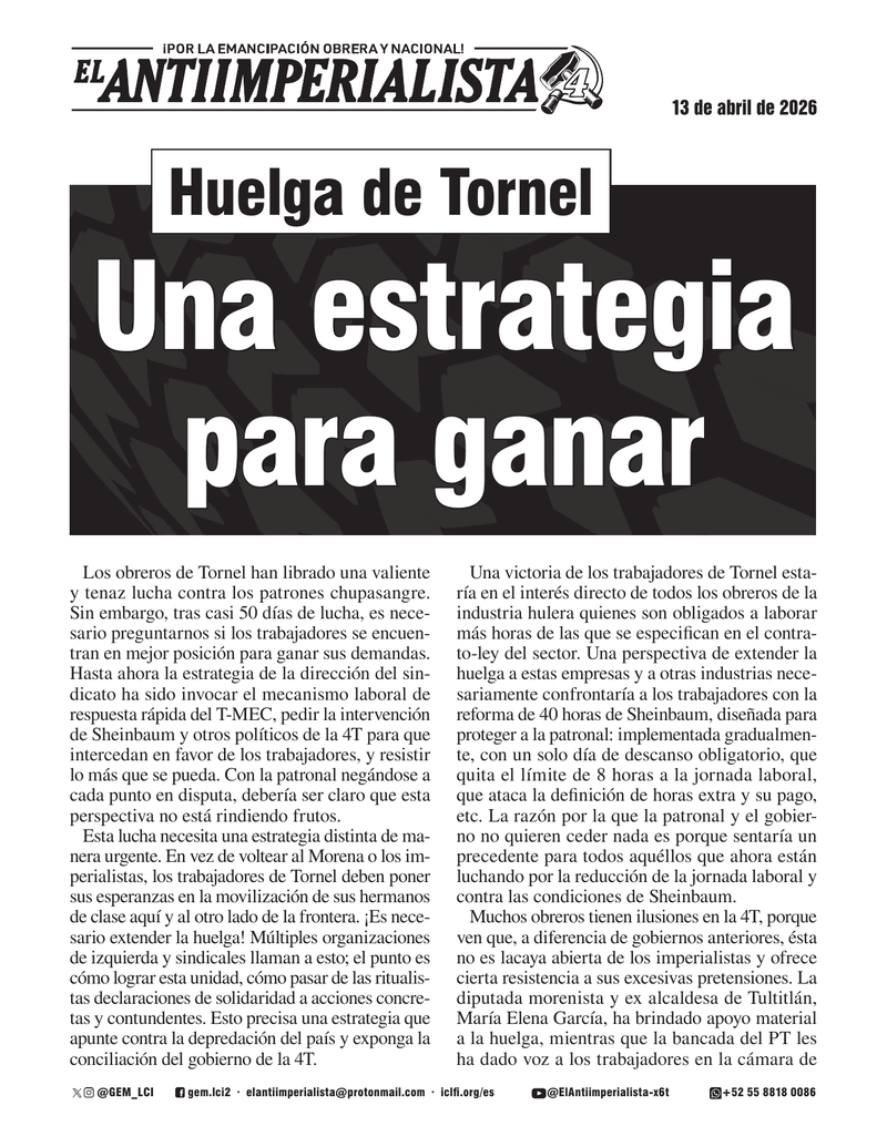 suplemento El Antiimperialista  |  13 de abril de 2026