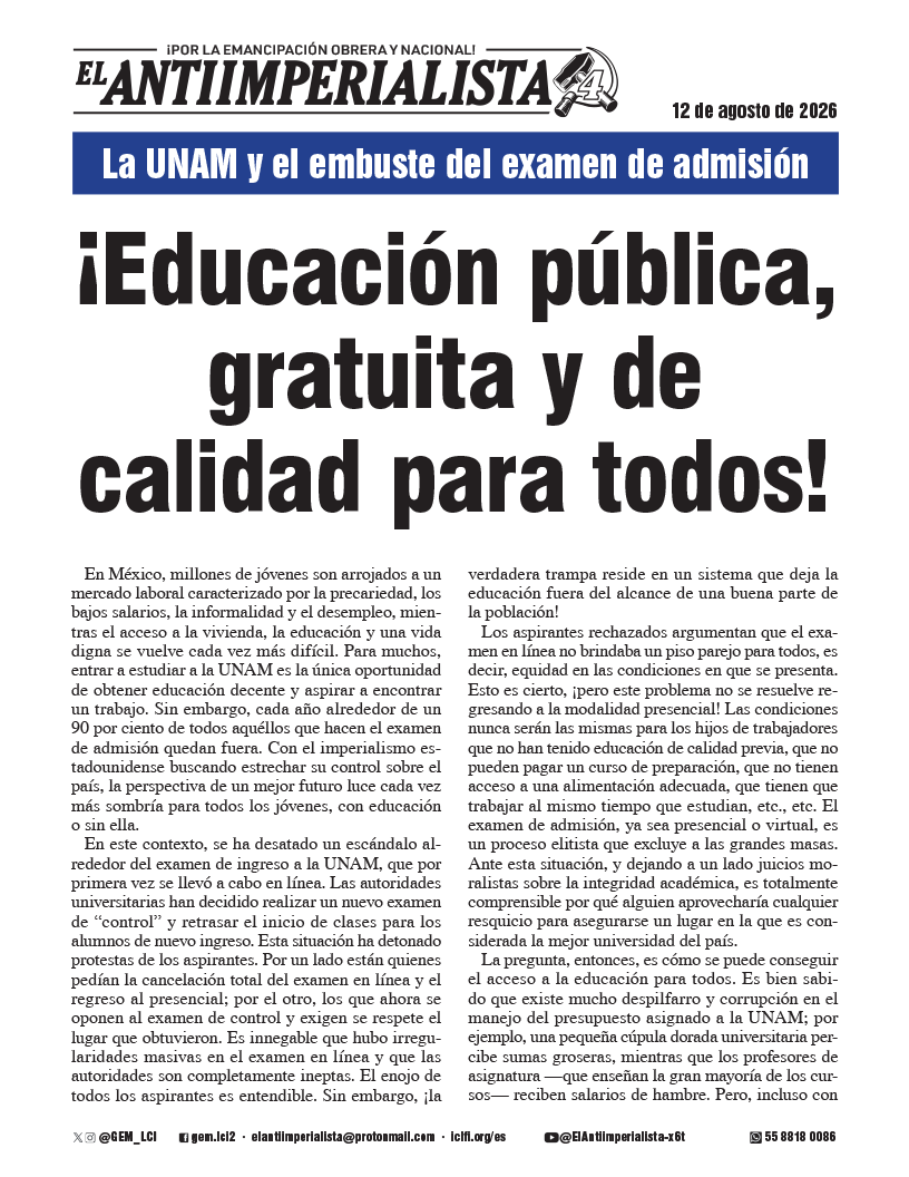 suplemento El Antiimperialista  |  12 de agosto de 2026