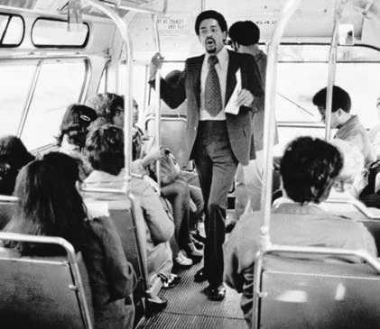 BPP chairman Bobby Seale campaigning as Democrat for Oakland mayor, April 1973