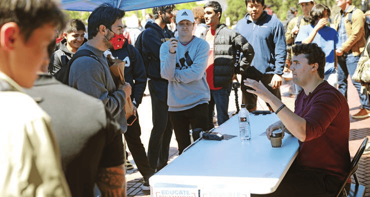 Charlie Kirk debating with University of California students