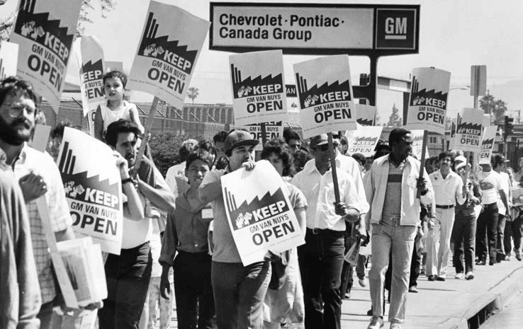 UAW protest against threatened closing of General Motors plant in Van Nuys, California, 1983