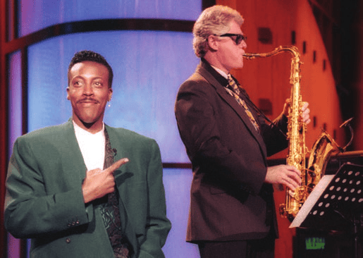 Bill Clinton playing saxophone on Arsenio Hall Show