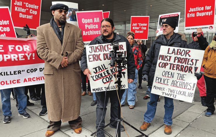 Transit Workers for a Fighting Union join protesters demanding “Justice for Eric Duprey.”