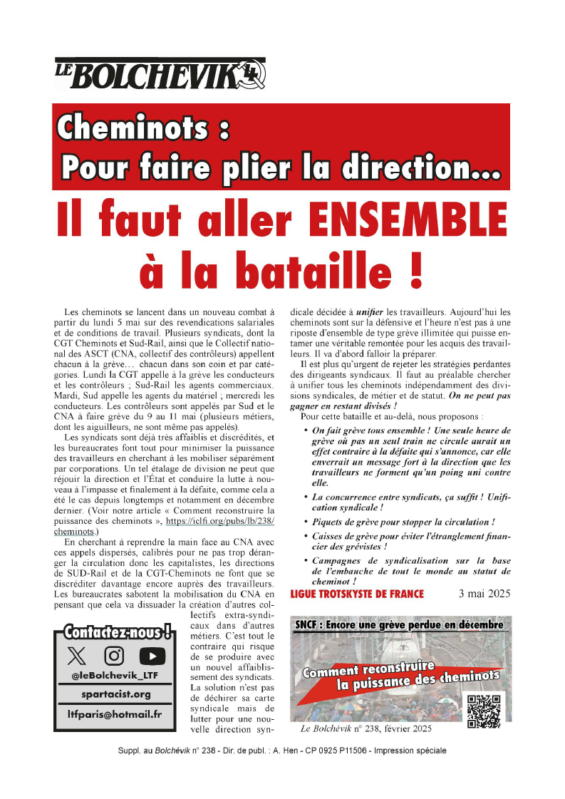 Le Bolchévik (supplément)  |  3 mai 2025