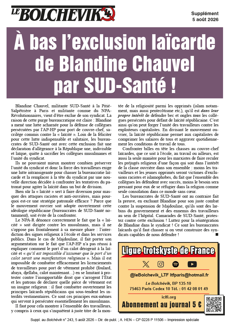 Le Bolchévik (supplément)  |  5 août 2026