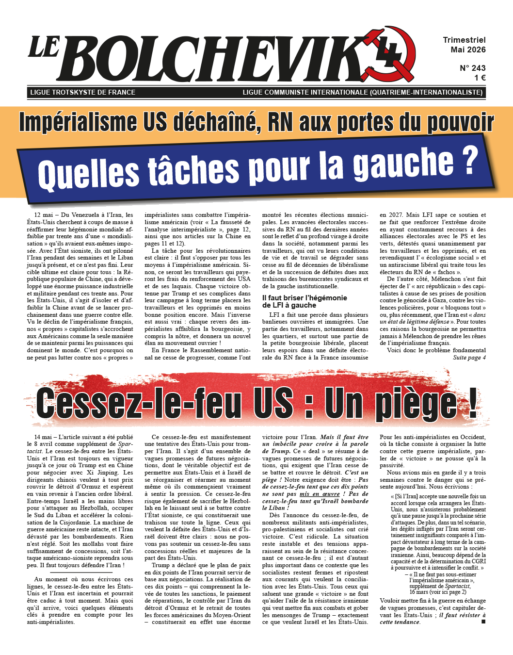 Le Bolchévik nº 243  |  16 mai 2026