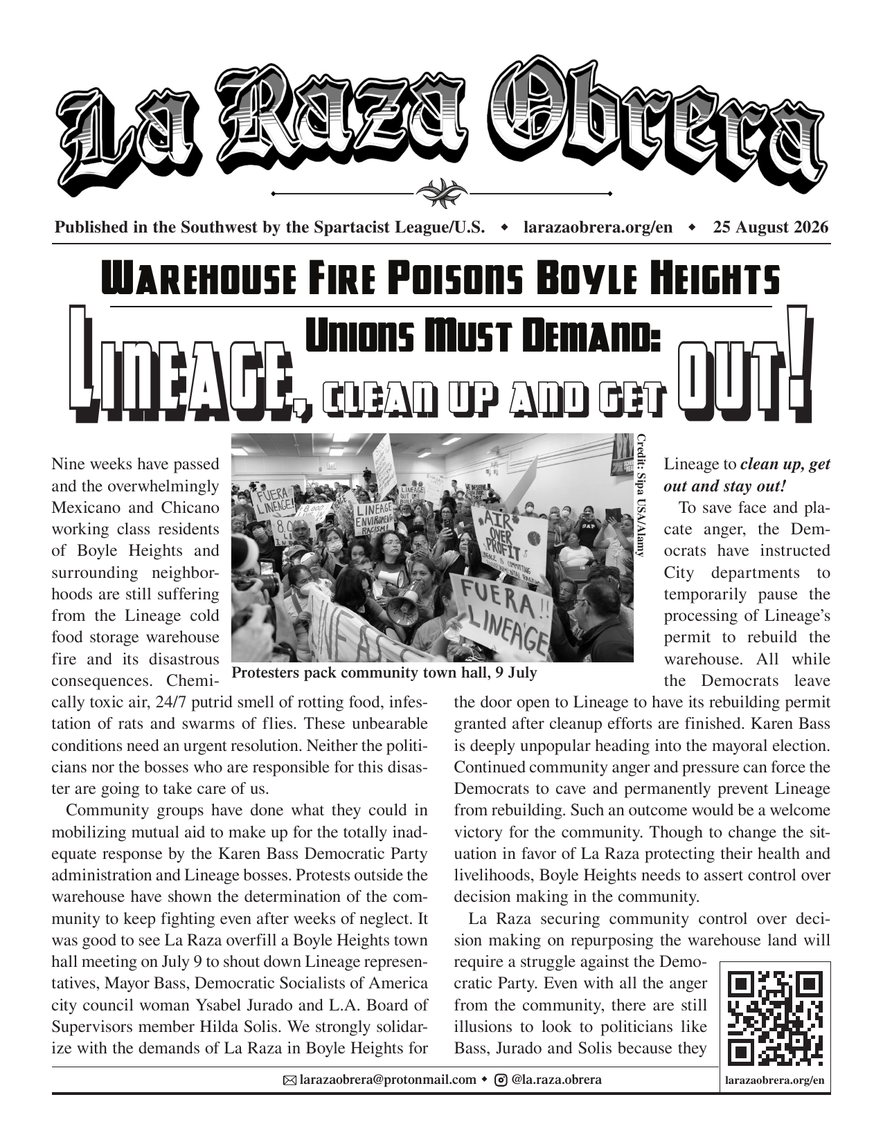 La Raza Obrera in English  |  25 August 2026