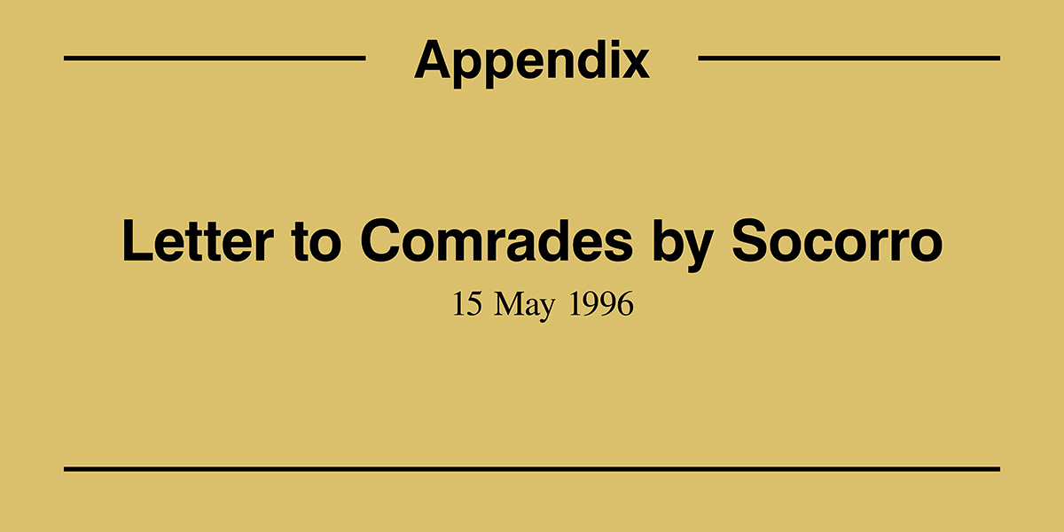 Letter to Comrades by Socorro, 15 May 1996