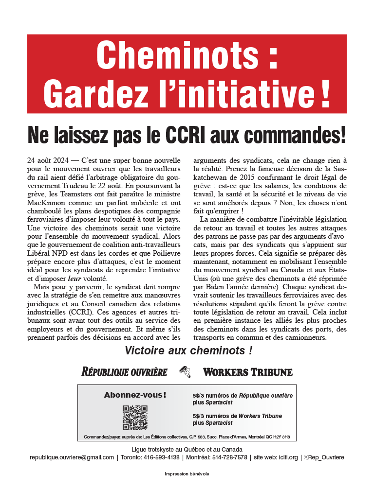 Cheminots : Gardez l’initiative !  |  24 de agosto de 2024