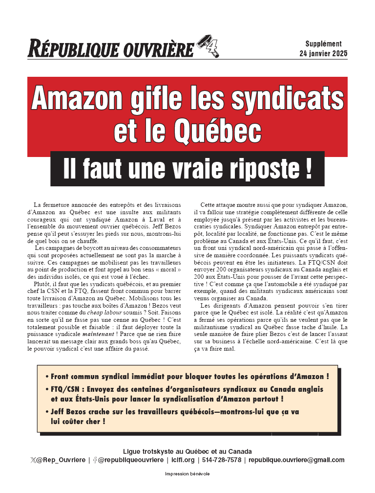 Amazon gifle les syndicats et le Québec  |  24 de gener de 2025