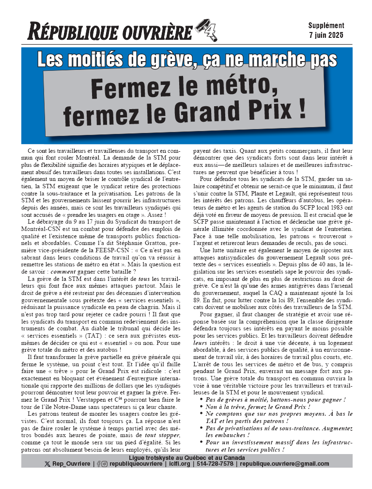 Fermez le métro,  fermez le Grand Prix !  |  7 June 2025