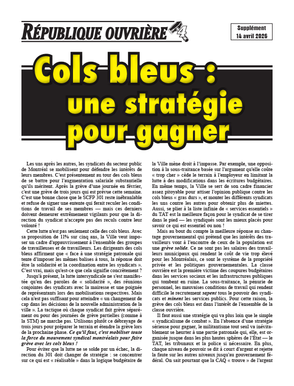 République ouvrière (supplément)  |  14 avril 2026