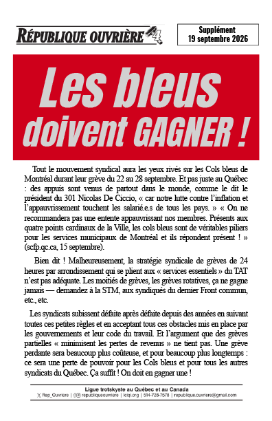 République ouvrière (supplément)  |  19 septembre 2026