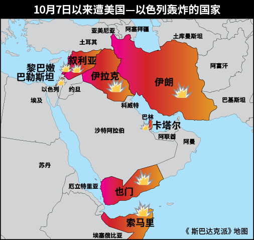 10月7日以来遭美国—以色列轰炸的国家