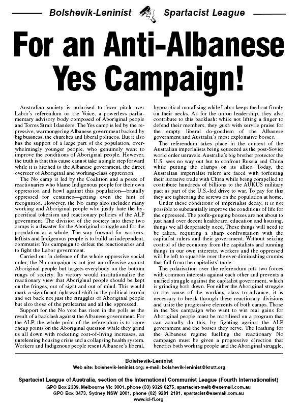 For an Anti-Albanese Yes Campaign!  |  8 באוקטובר 2023