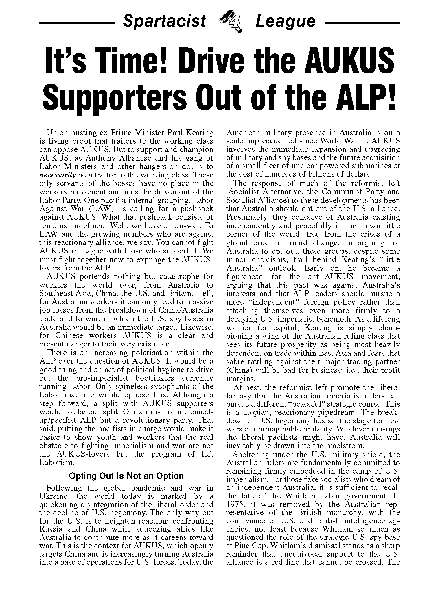 Spartacist League of Australia Statements  |  ١٣ أغسطس ٢٠٢٣