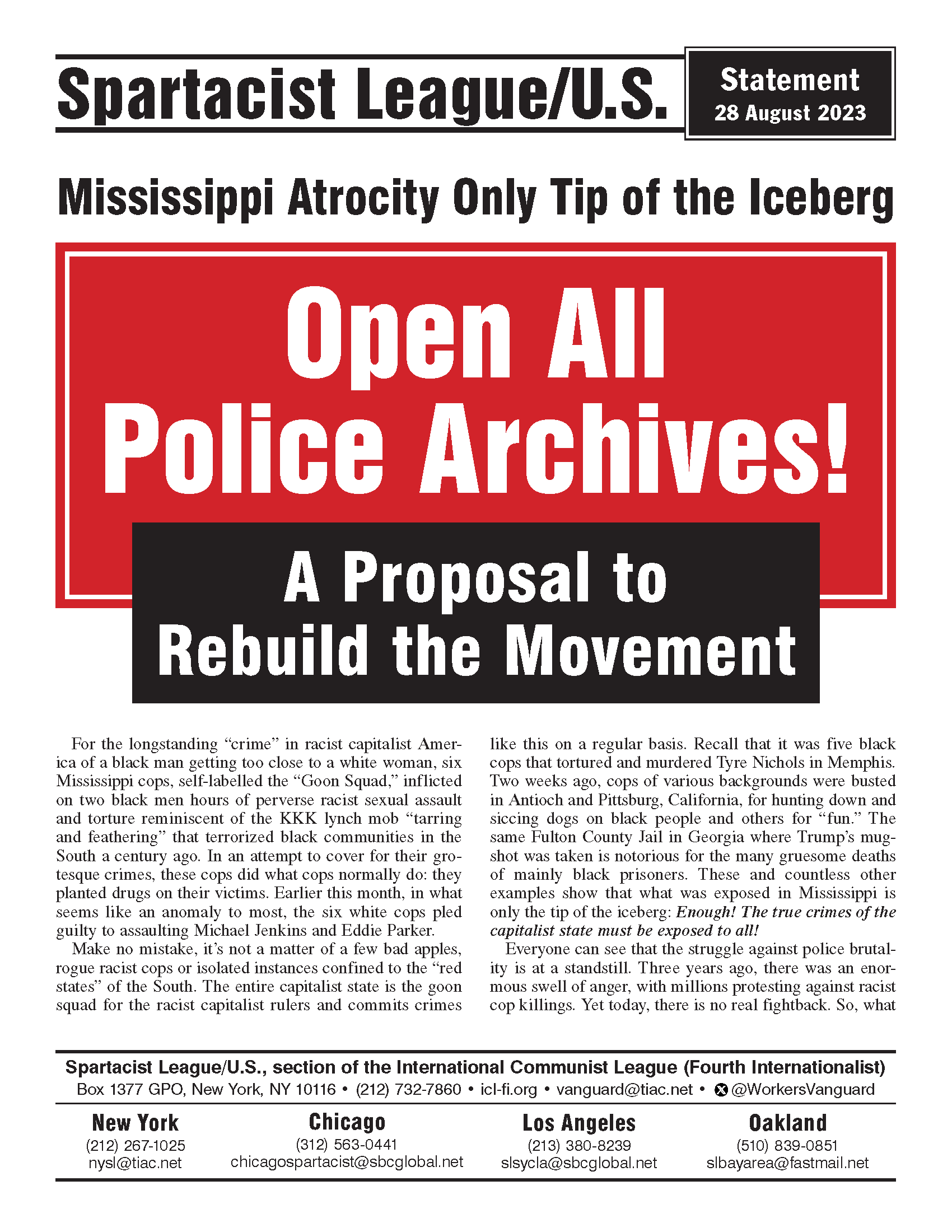 Open All Police Archives!  |  28 באוגוסט 2023