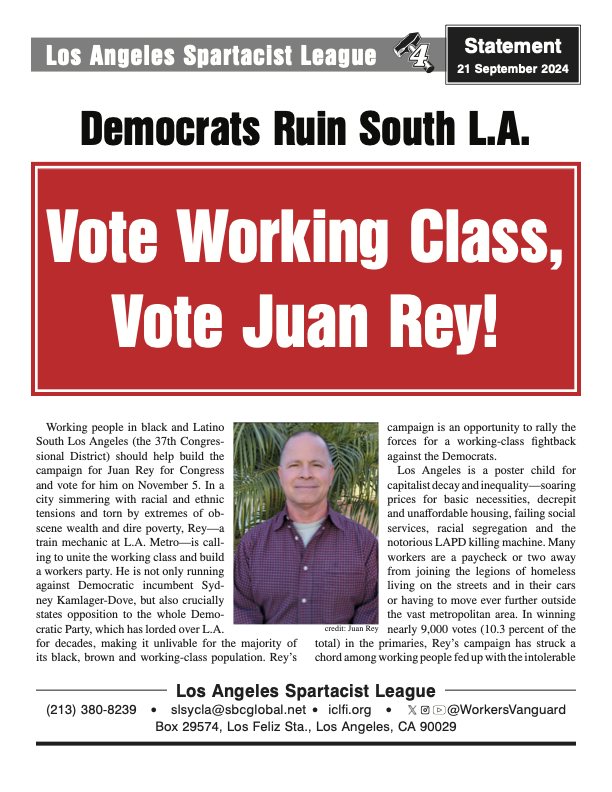 Vote Working Class, Vote Juan Rey!  |  21 September 2024