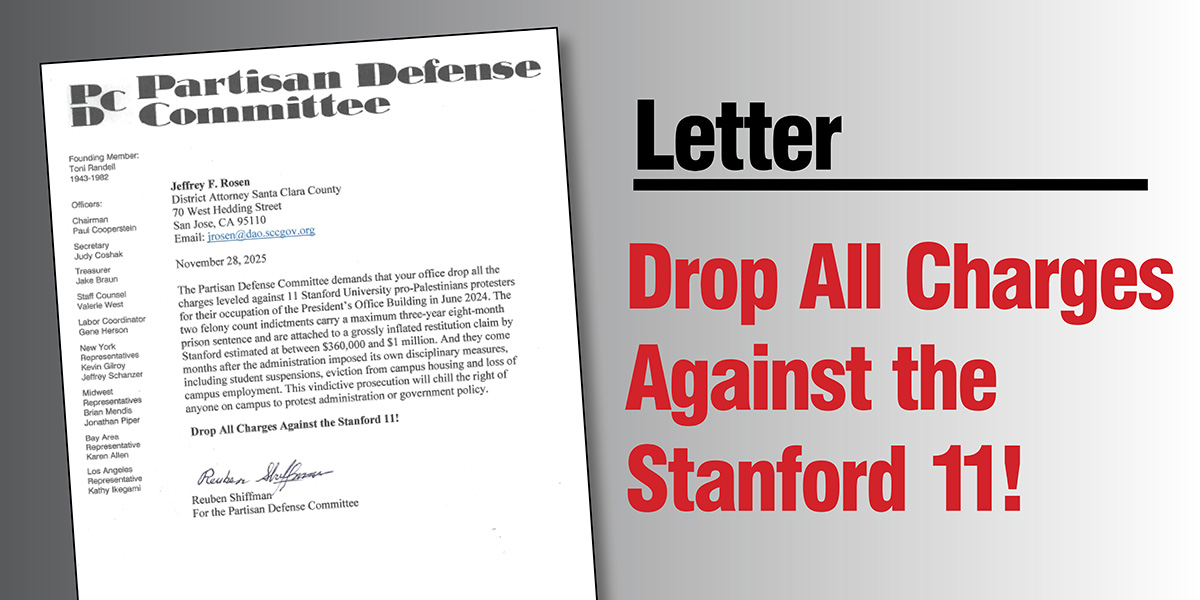 PDC Letter: Drop All Charges Against the Stanford 11!