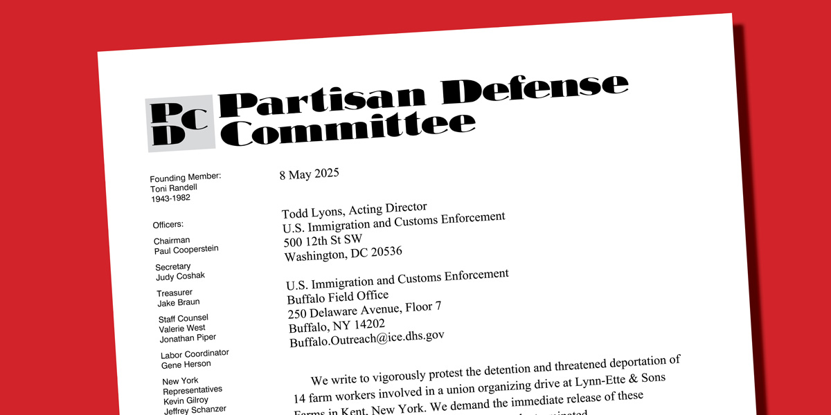 PDC Letter: ICE Hands Off UFW Organizers