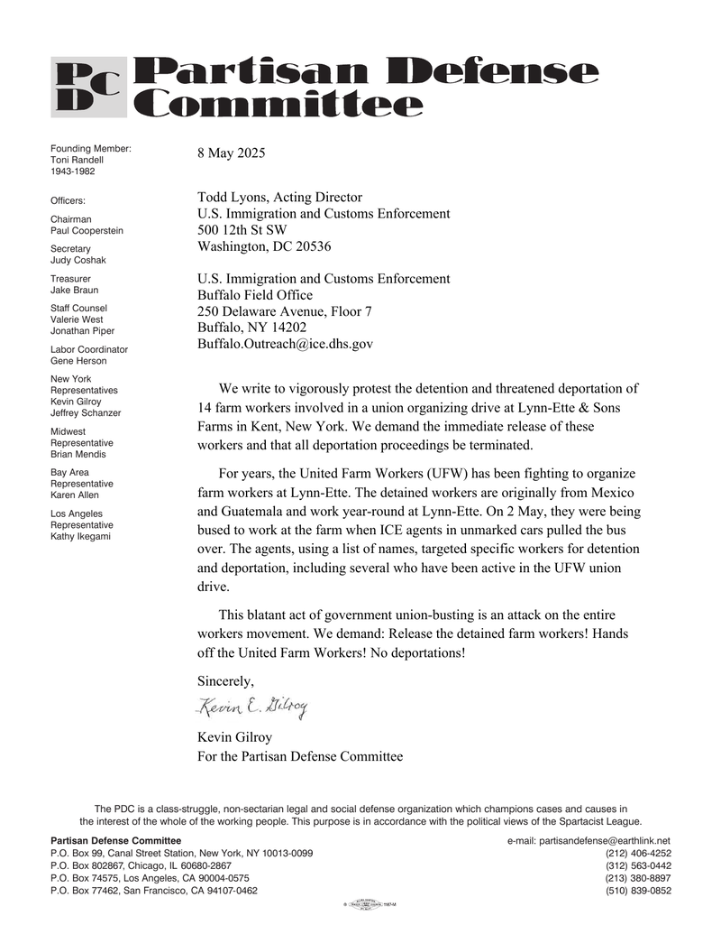 PDC Letter  |  8 May 2025