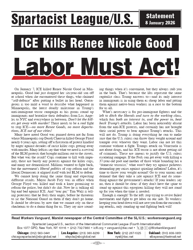 Statements of the Spartacist League/U.S.  |  8 जनवरी 2026