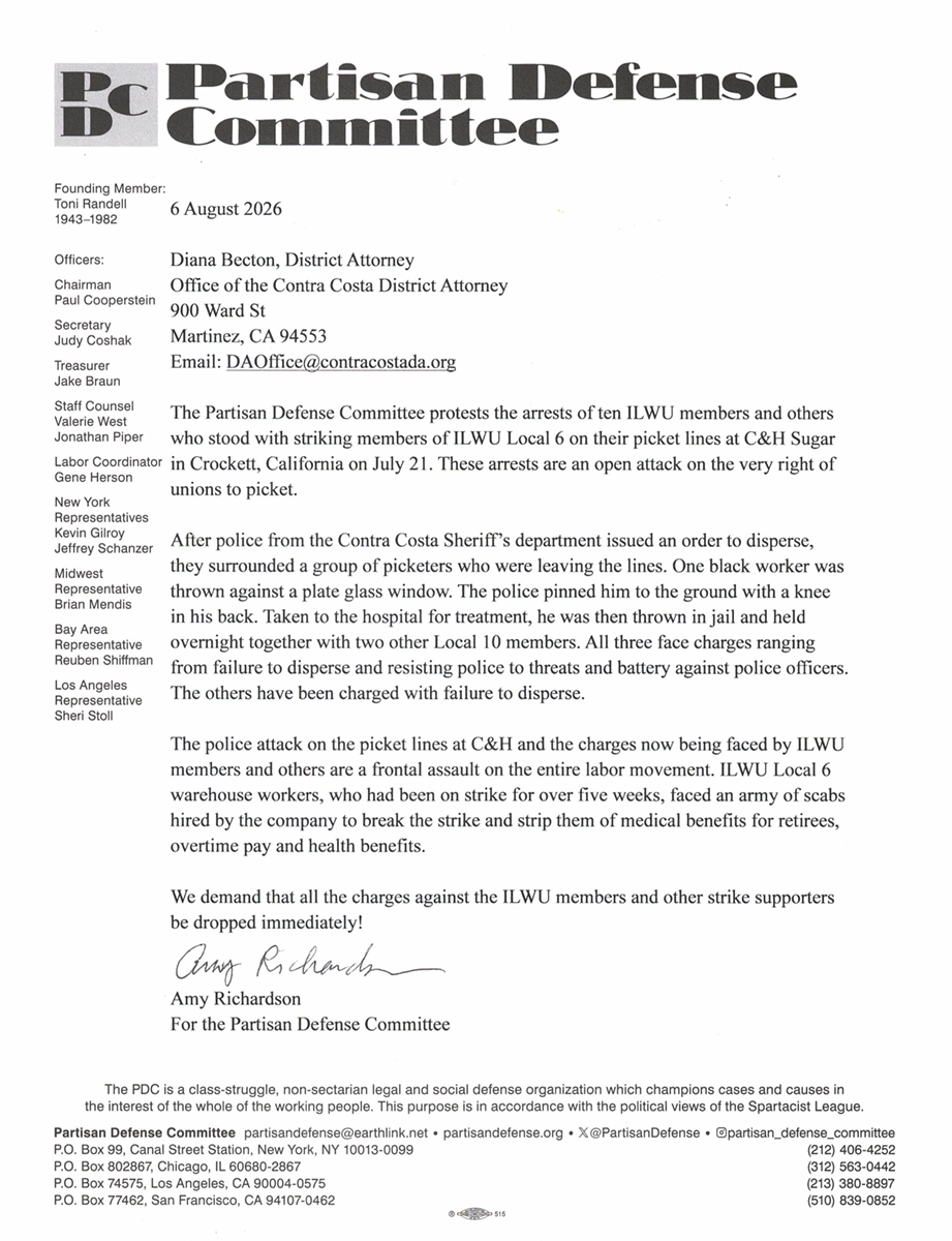 PDC Letter  |  6 August 2026