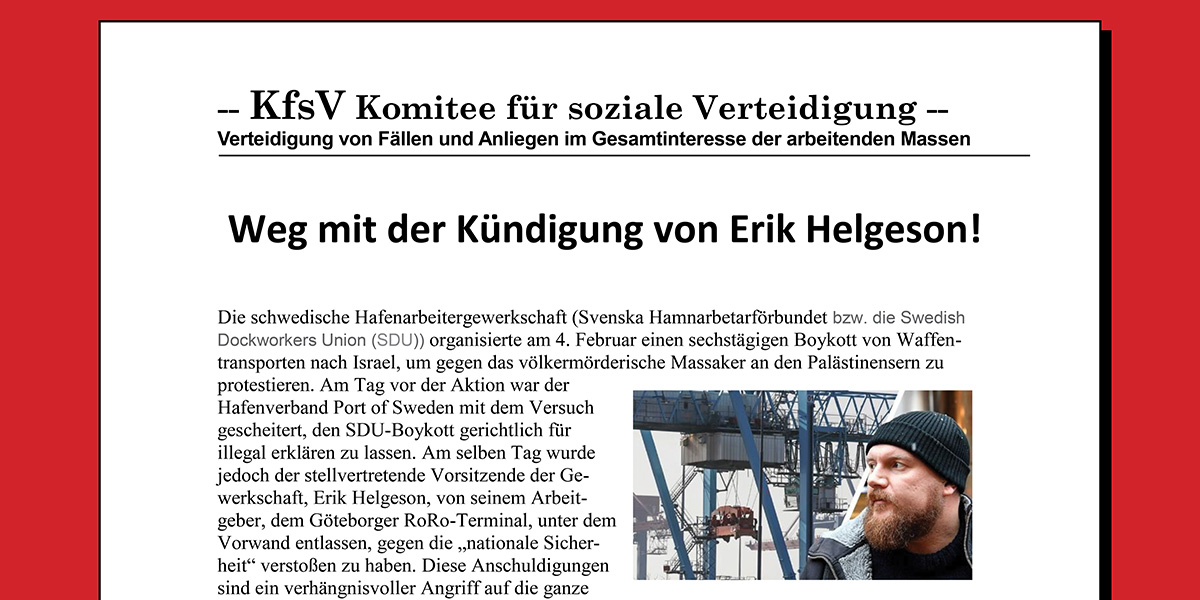 Weg mit der Kündigung von Erik Helgeson!  |  26. Februar 2025