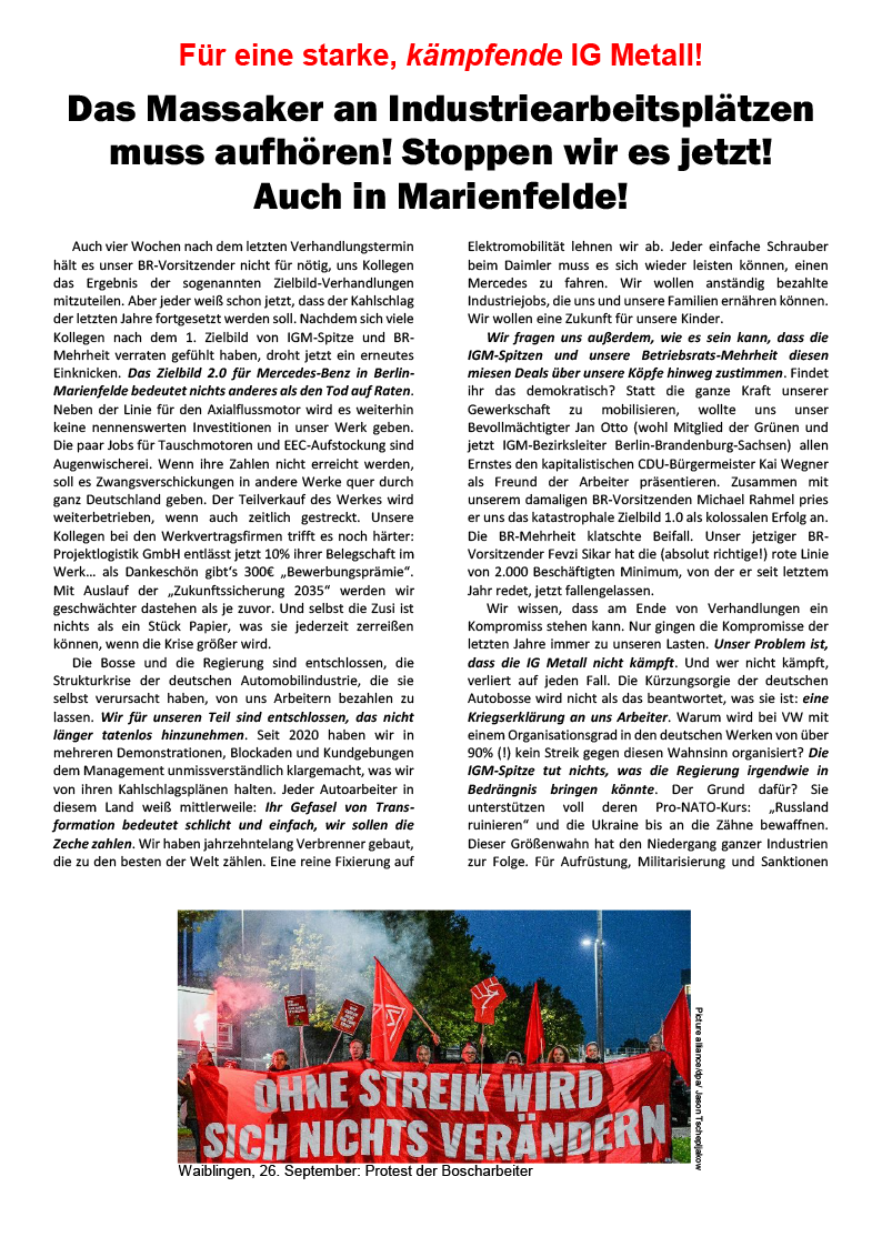 Spartakist-Arbeiterpartei Deutschlands Erklärung  |  7. November 2025