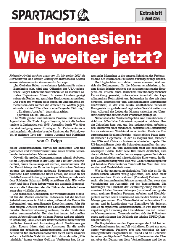 Spartacist (deutschsprachige Ausgabe) Extra  |  6. April 2026