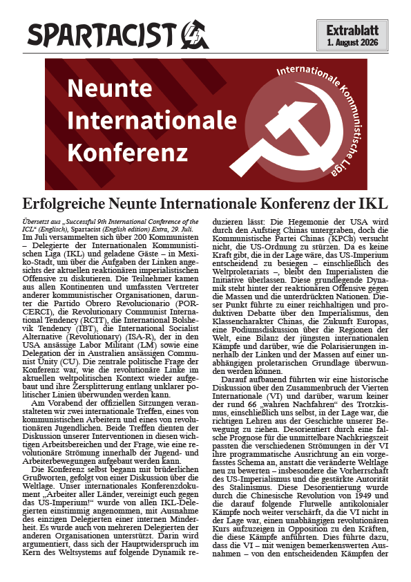 Spartacist (deutschsprachige Ausgabe) Extra  |  1. August 2026
