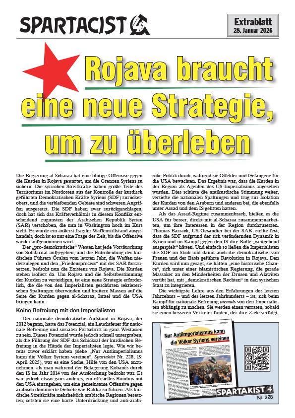 Spartacist (deutschsprachige Ausgabe) Extra  |  28. Januar 2026