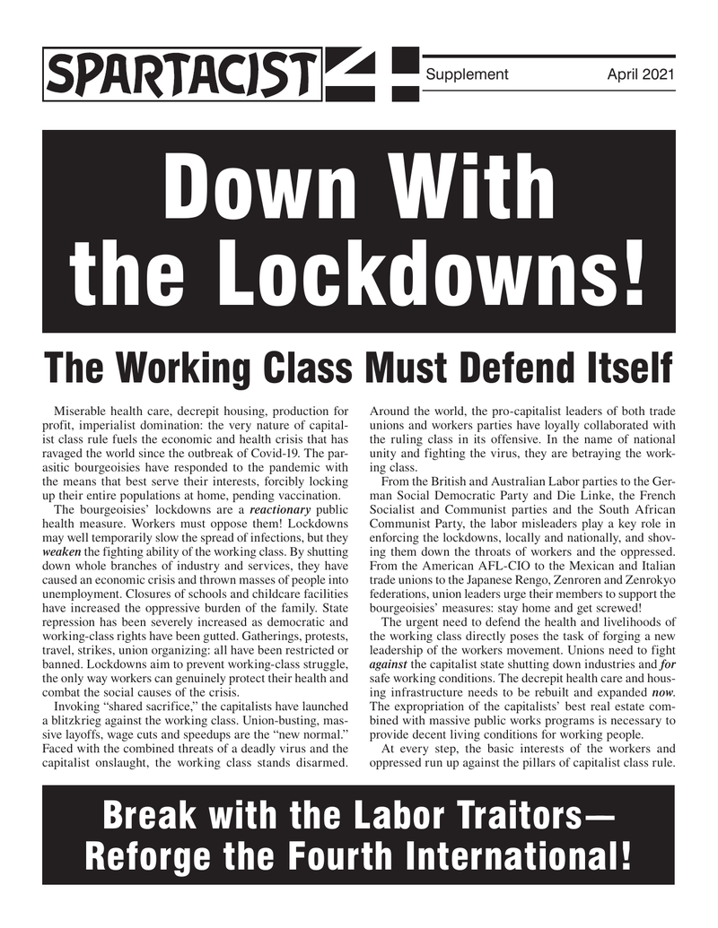 Down With the Lockdowns! - The Working Class Must Defend Itself  |  19 באפריל 2021