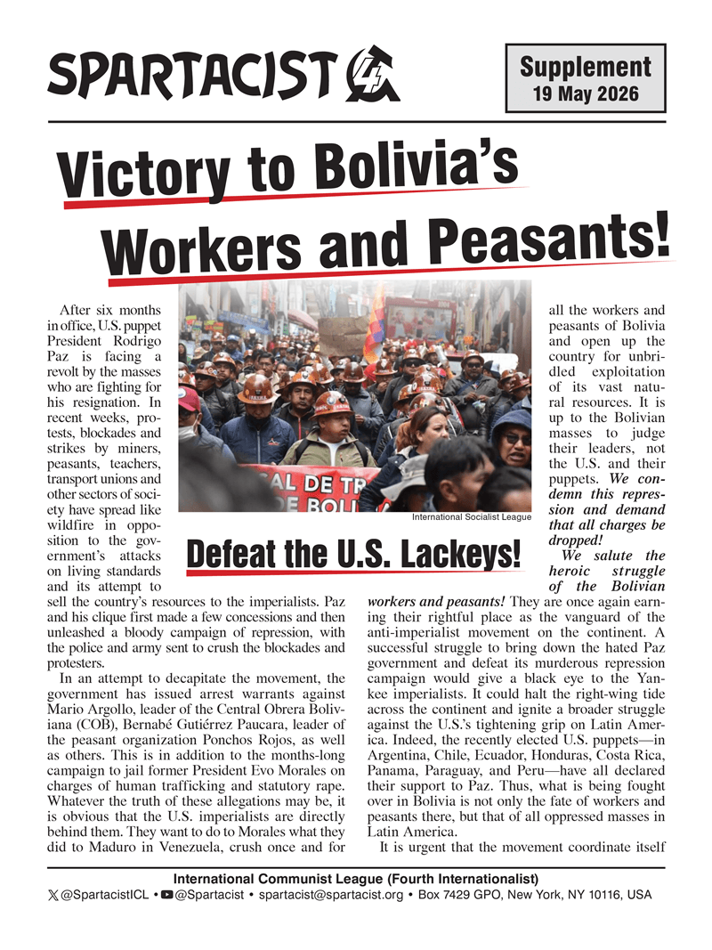 Spartacist (English edition) supplement  |  19 May 2026