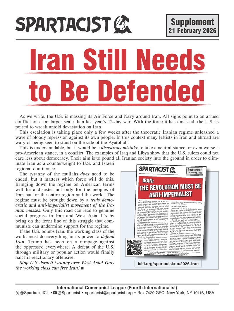 Spartacist (English edition) supplement  |  21 February 2026