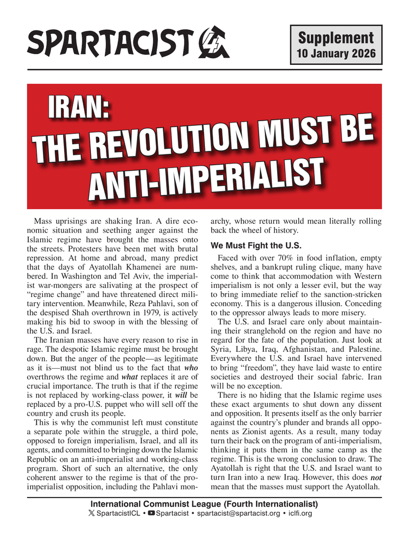 Spartacist (English edition) supplement  |  10 January 2026