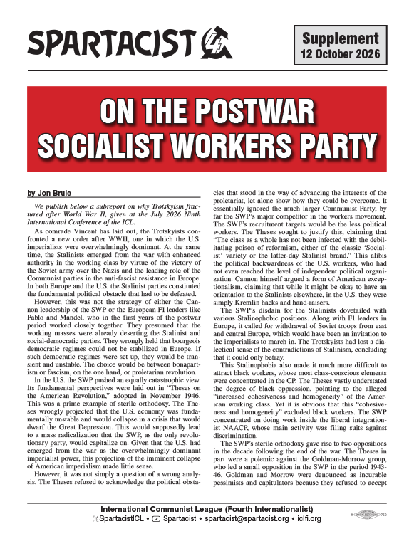 Spartacist (English edition) supplement  |  12 October 2026