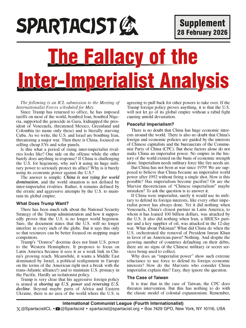 Spartacist (English edition) supplement  |  28 February 2026