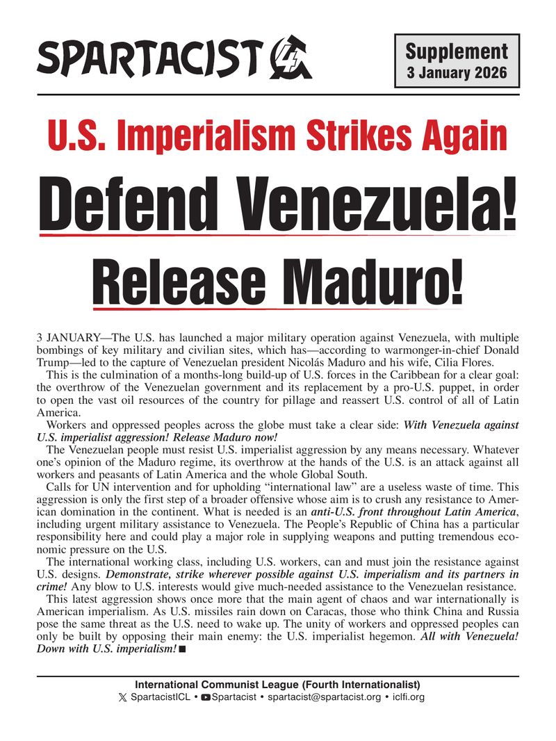 Spartacist (English edition) supplement  |  3 January 2026