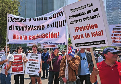 Cuba solidarity demonstration in Mexico City