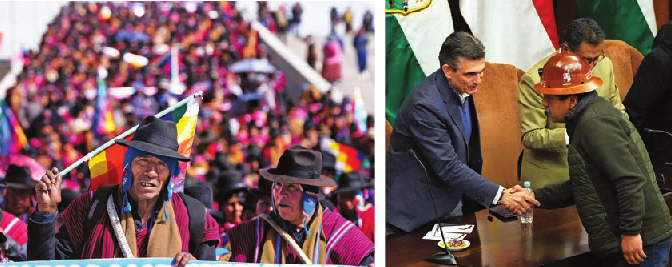 Mass uprising against Bolivian government and COB shaking hands with U.S. lackey