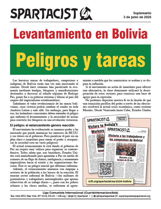 suplemento Spartacist (edición en español)  |  3 de junio de 2026